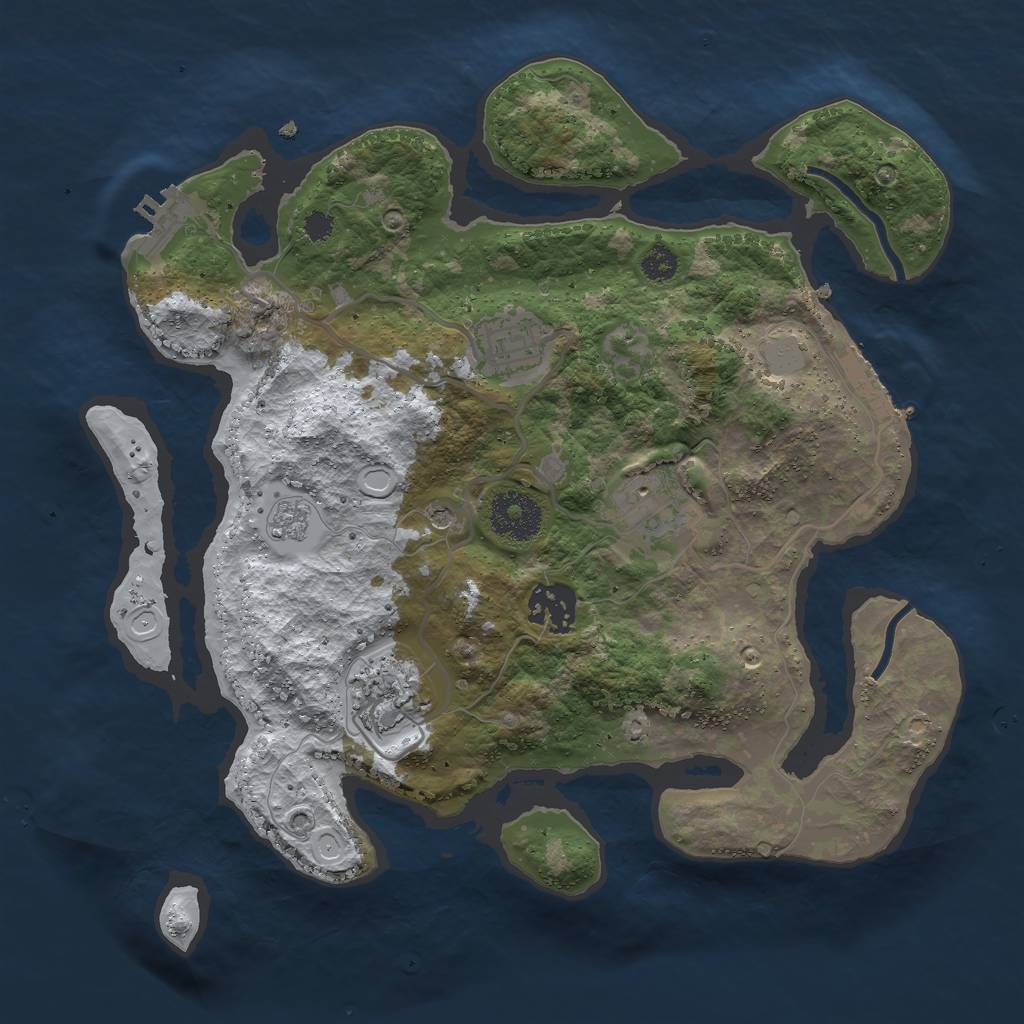 Rust Map: Procedural Map, Size: 3000, Seed: 23007, 13 Monuments