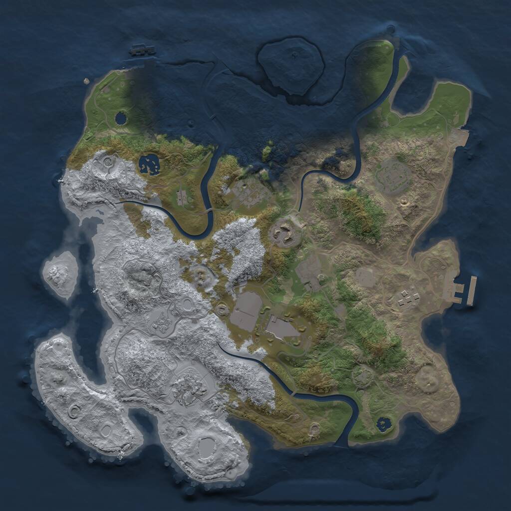 Rust Map: Procedural Map, Size: 3500, Seed: 1237975269, 14 Monuments