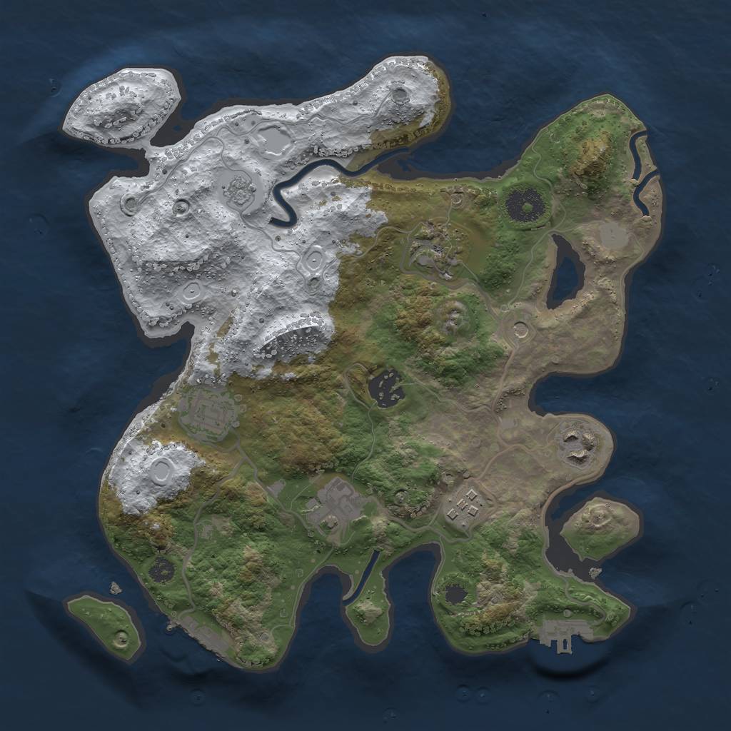 Rust Map: Procedural Map, Size: 3000, Seed: 1337344312, 15 Monuments