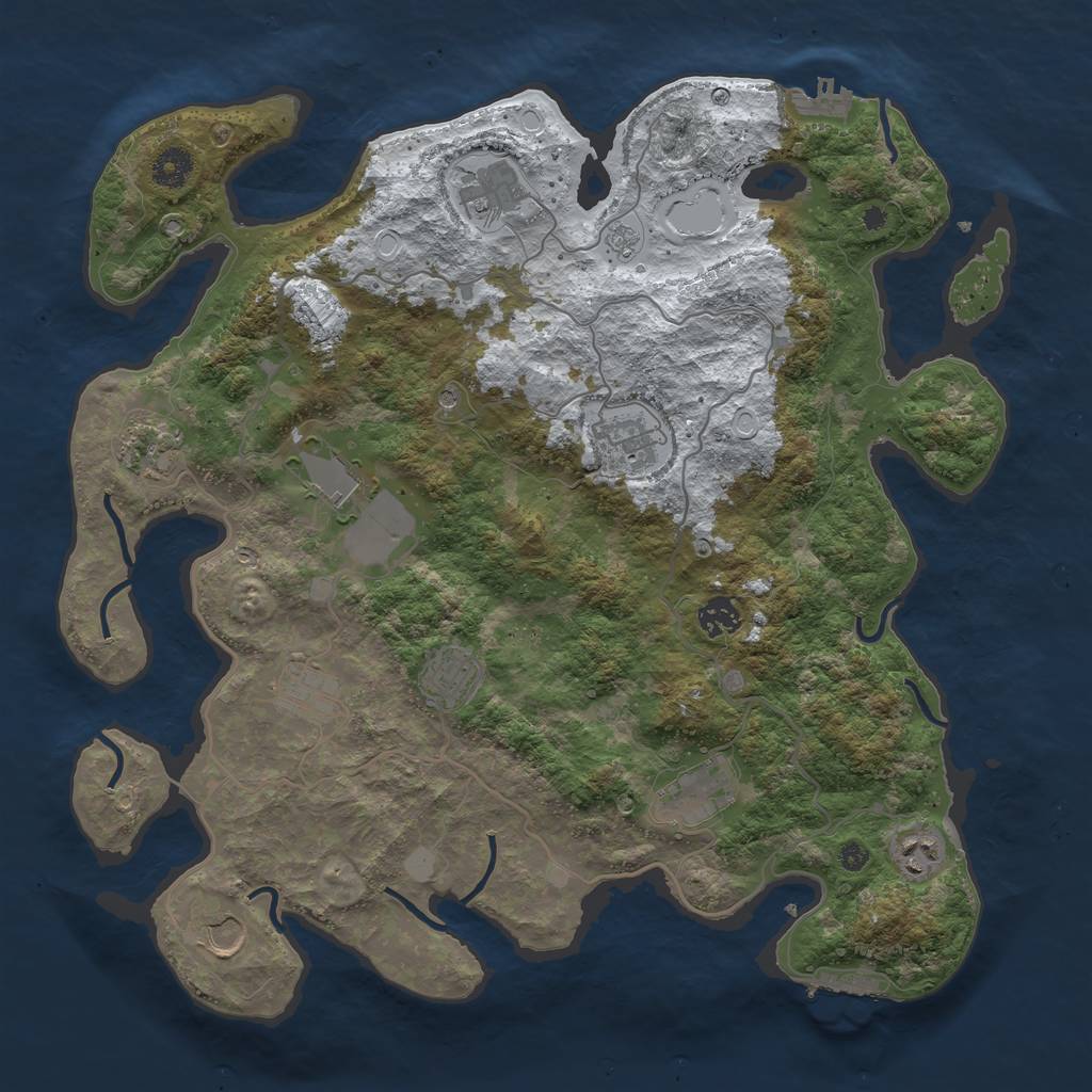 Rust Map: Procedural Map, Size: 4000, Seed: 1160546377, 19 Monuments