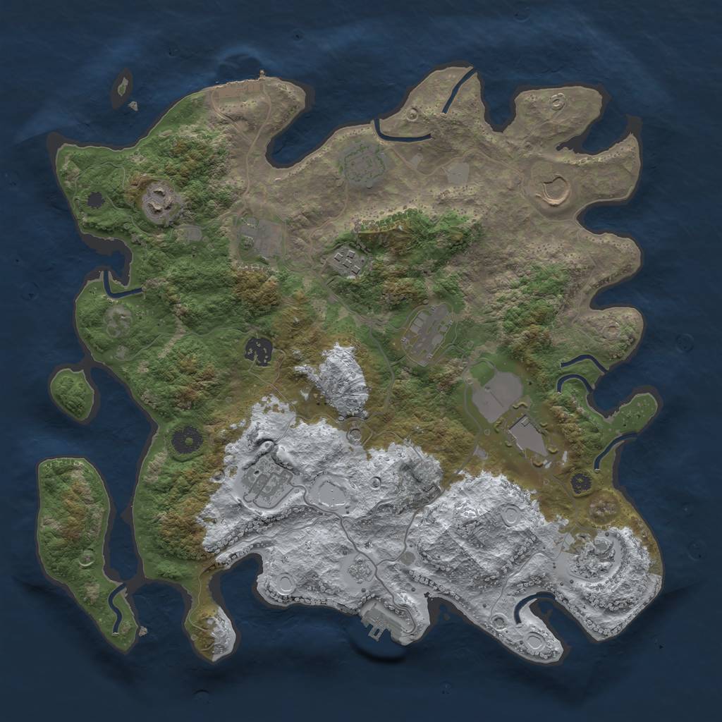 Rust Map: Procedural Map, Size: 3750, Seed: 167018977, 19 Monuments