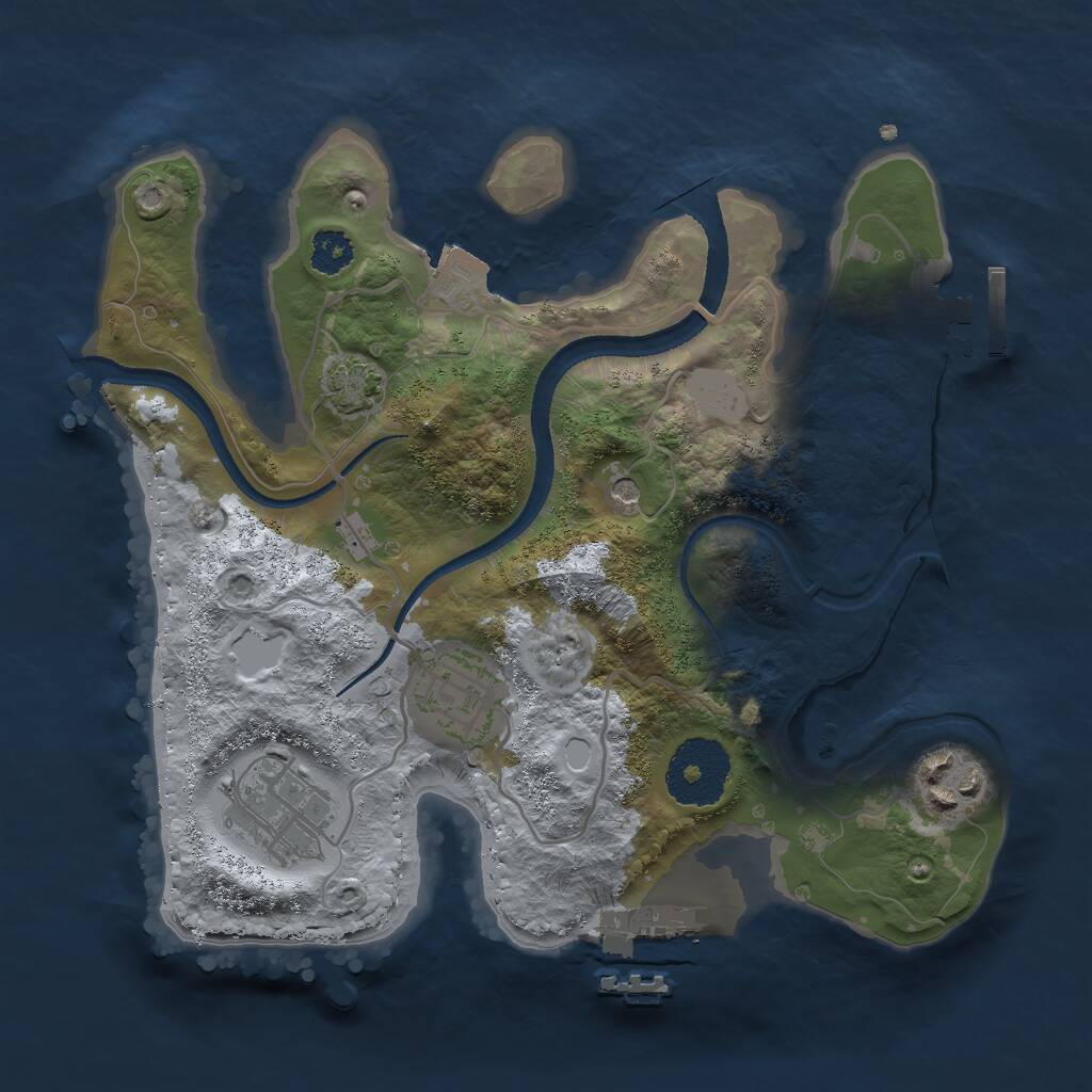 Rust Map: Procedural Map, Size: 2500, Seed: 122127, 8 Monuments