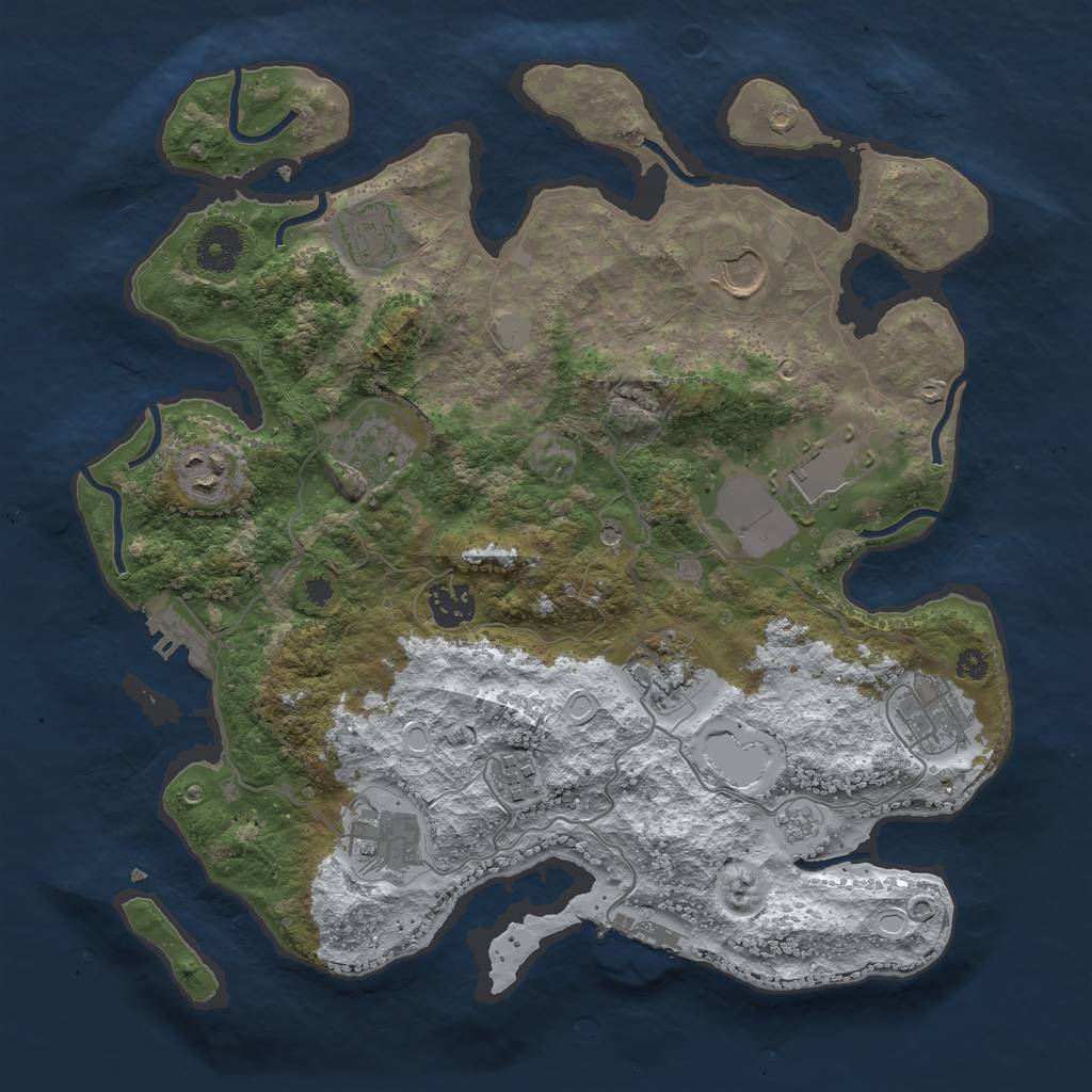 Rust Map: Procedural Map, Size: 3500, Seed: 1544723865, 19 Monuments