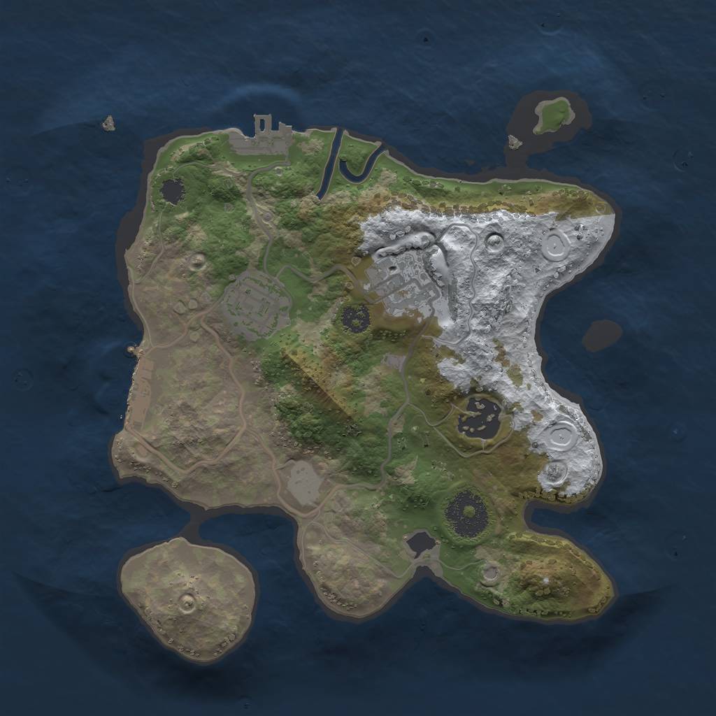 Rust Map: Procedural Map, Size: 2500, Seed: 32322333, 10 Monuments