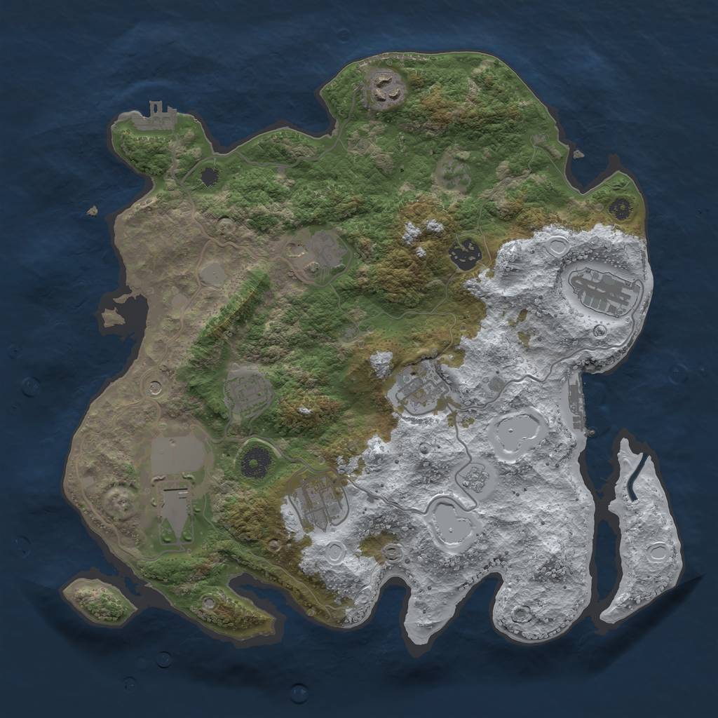 Rust Map: Procedural Map, Size: 3500, Seed: 168073949, 17 Monuments