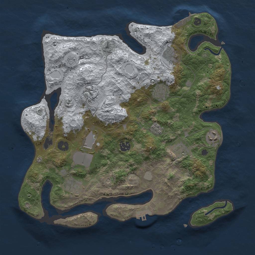Rust Map: Procedural Map, Size: 3500, Seed: 13281, 18 Monuments