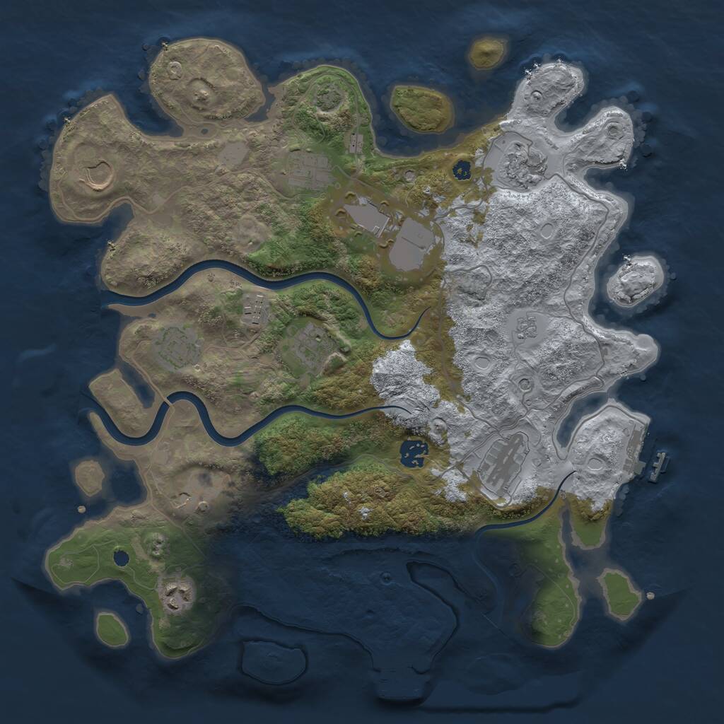Rust Map: Procedural Map, Size: 3750, Seed: 487097378, 17 Monuments