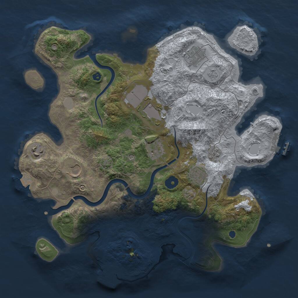 Rust Map: Procedural Map, Size: 3500, Seed: 45678933, 13 Monuments