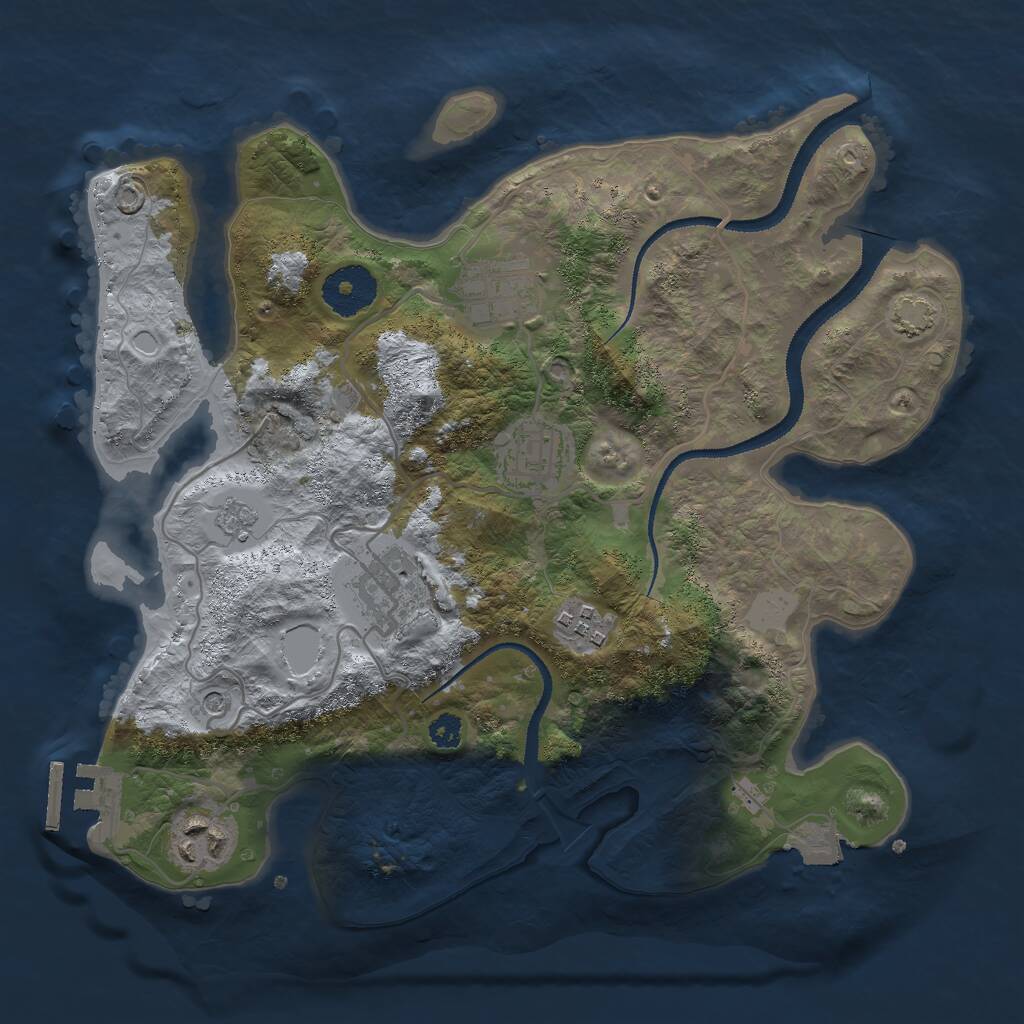 Rust Map: Procedural Map, Size: 3000, Seed: 529248596, 10 Monuments