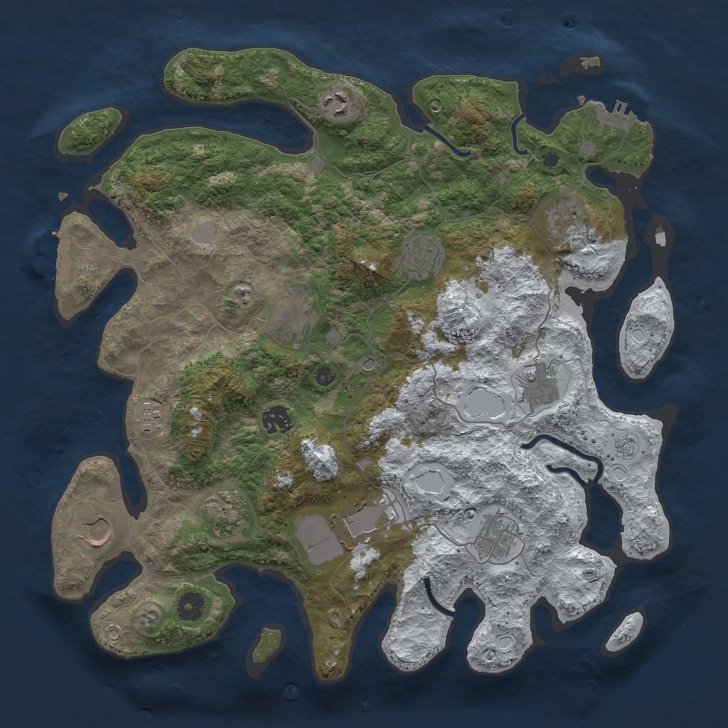 Rust Map: Procedural Map, Size: 3850, Seed: 79031325, 20 Monuments