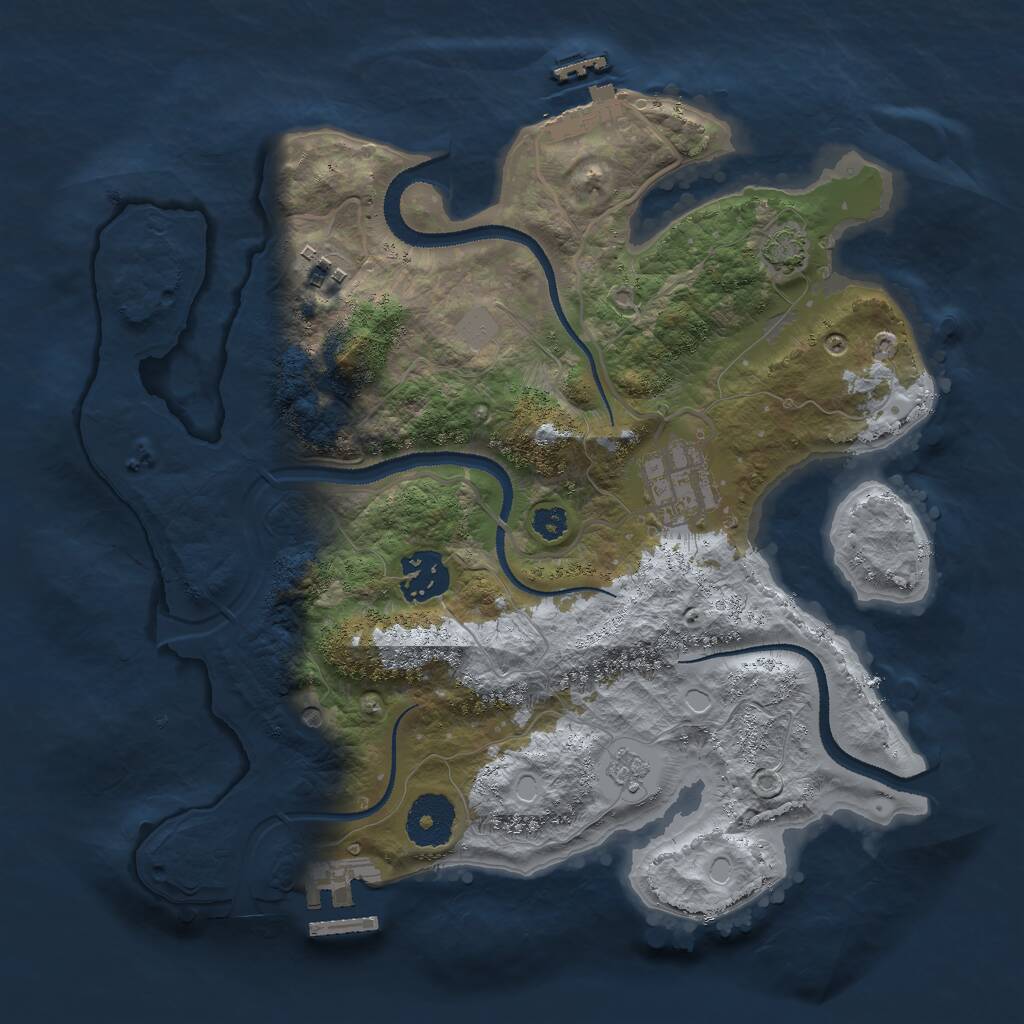 Rust Map: Procedural Map, Size: 3000, Seed: 3408, 9 Monuments