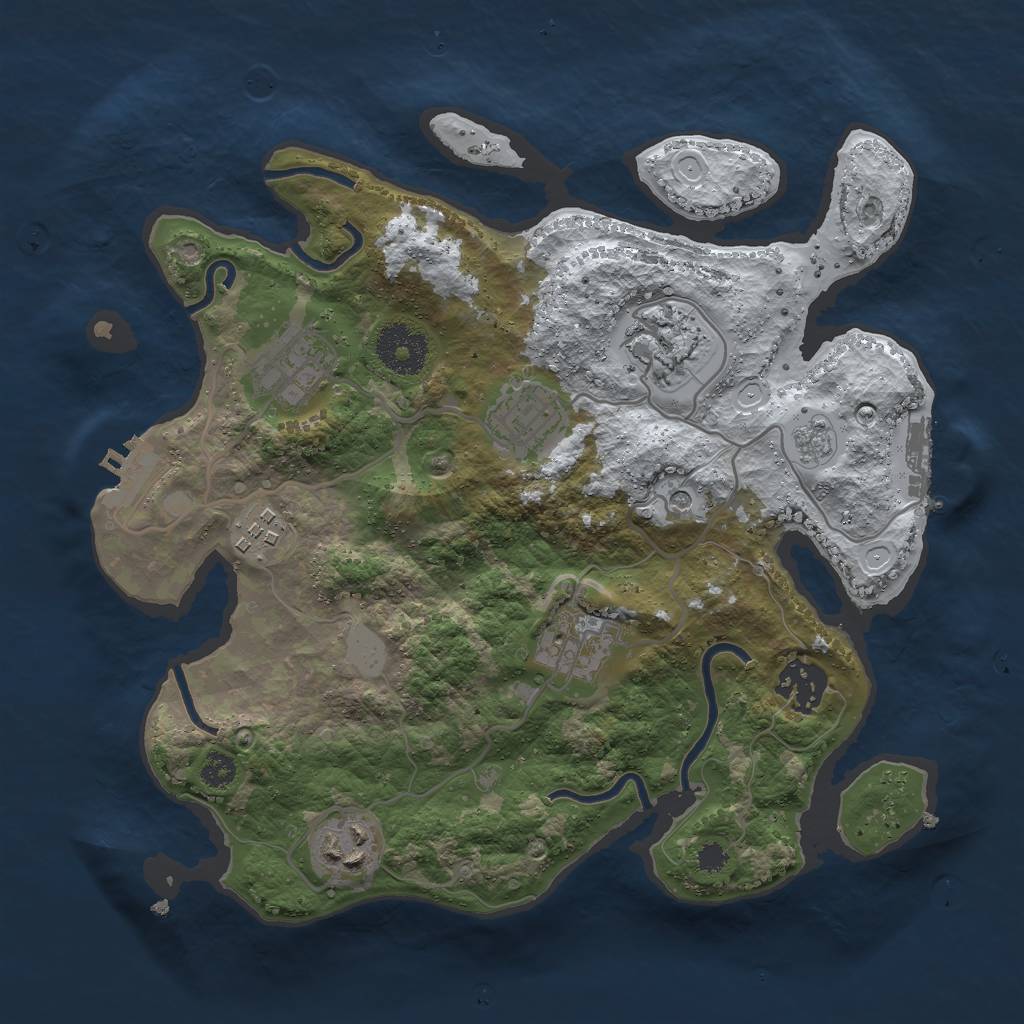 Rust Map: Procedural Map, Size: 3000, Seed: 747034627, 16 Monuments