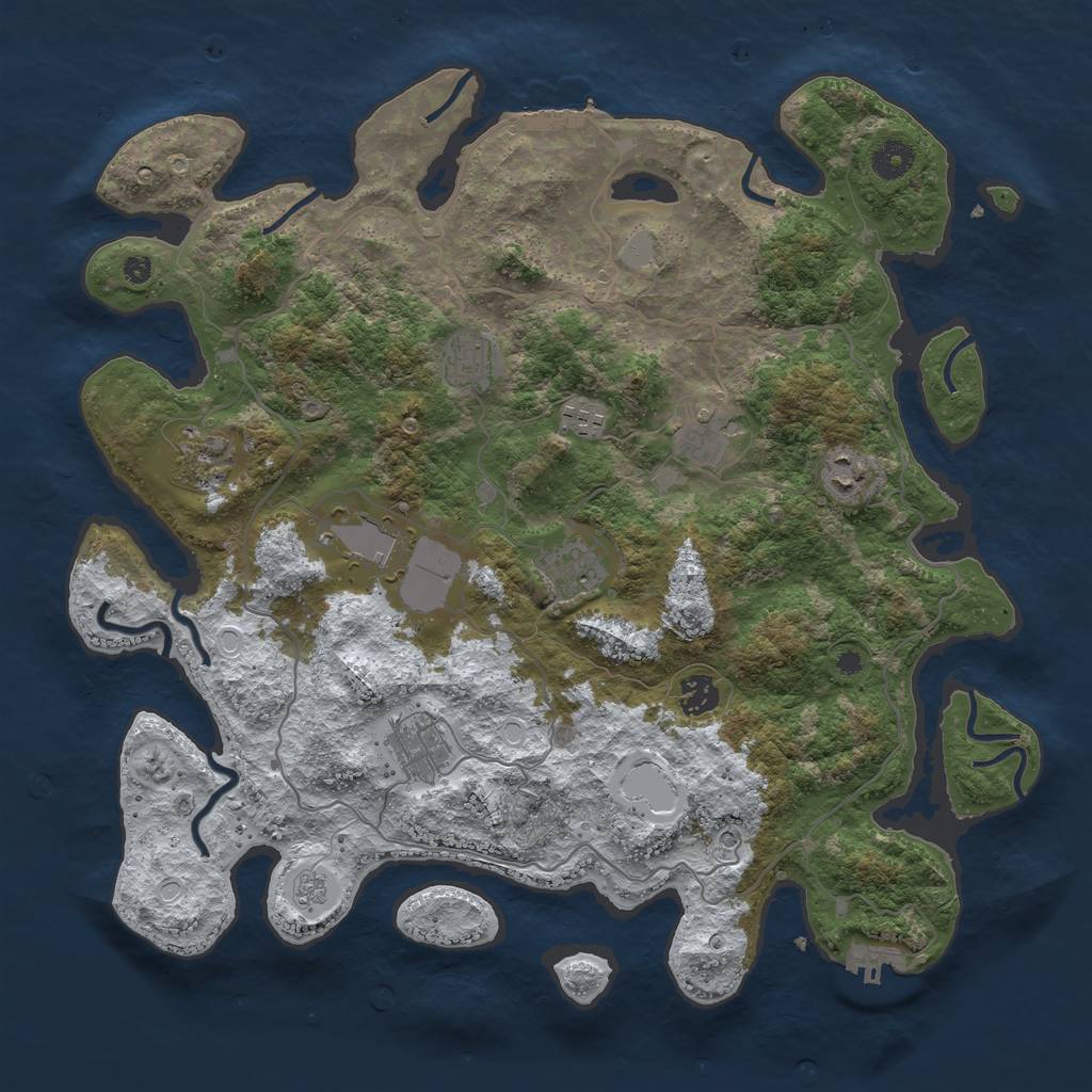 Rust Map: Procedural Map, Size: 4000, Seed: 447398, 18 Monuments