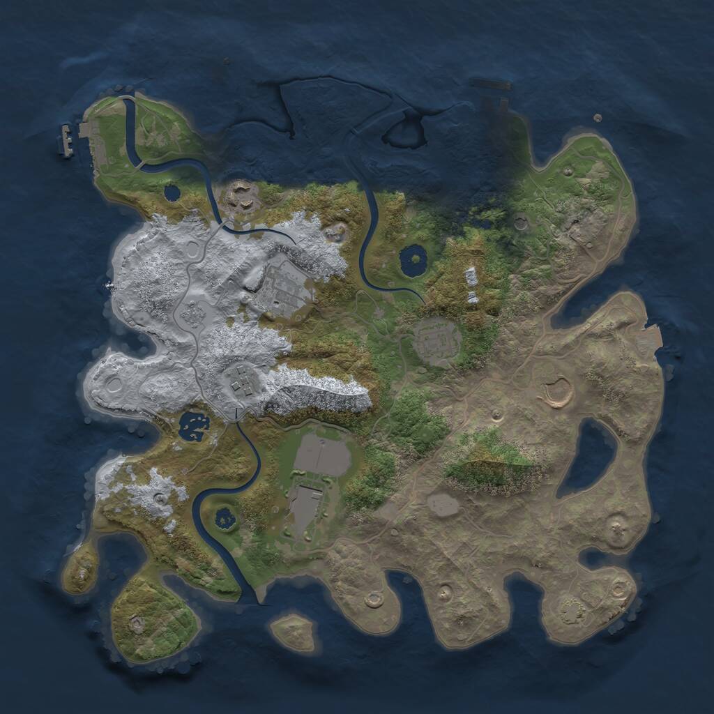 Rust Map: Procedural Map, Size: 3500, Seed: 803033280, 13 Monuments