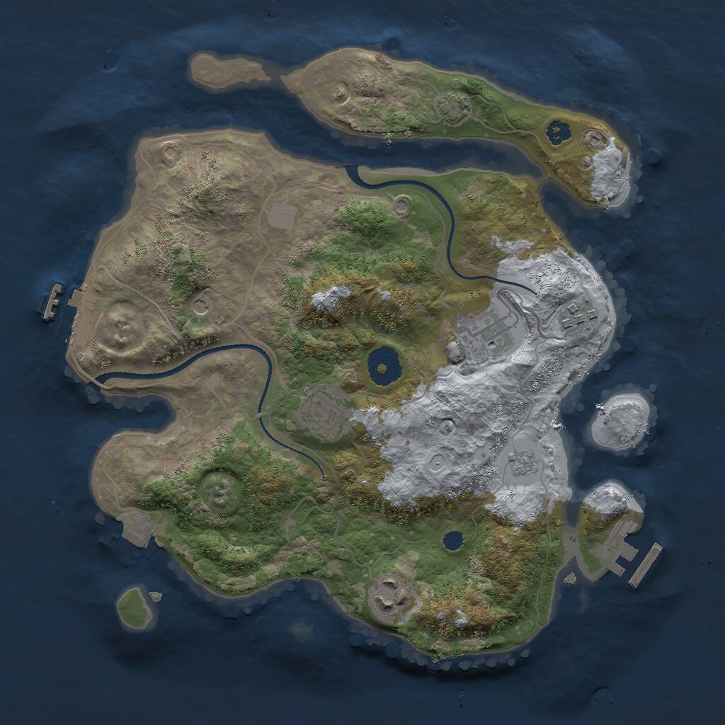 Rust Map: Procedural Map, Size: 3000, Seed: 29580, 10 Monuments