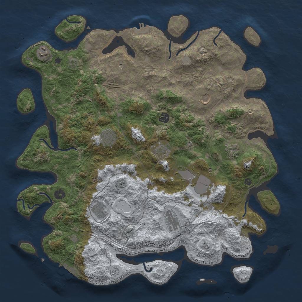 Rust Map: Procedural Map, Size: 4300, Seed: 605153680, 19 Monuments