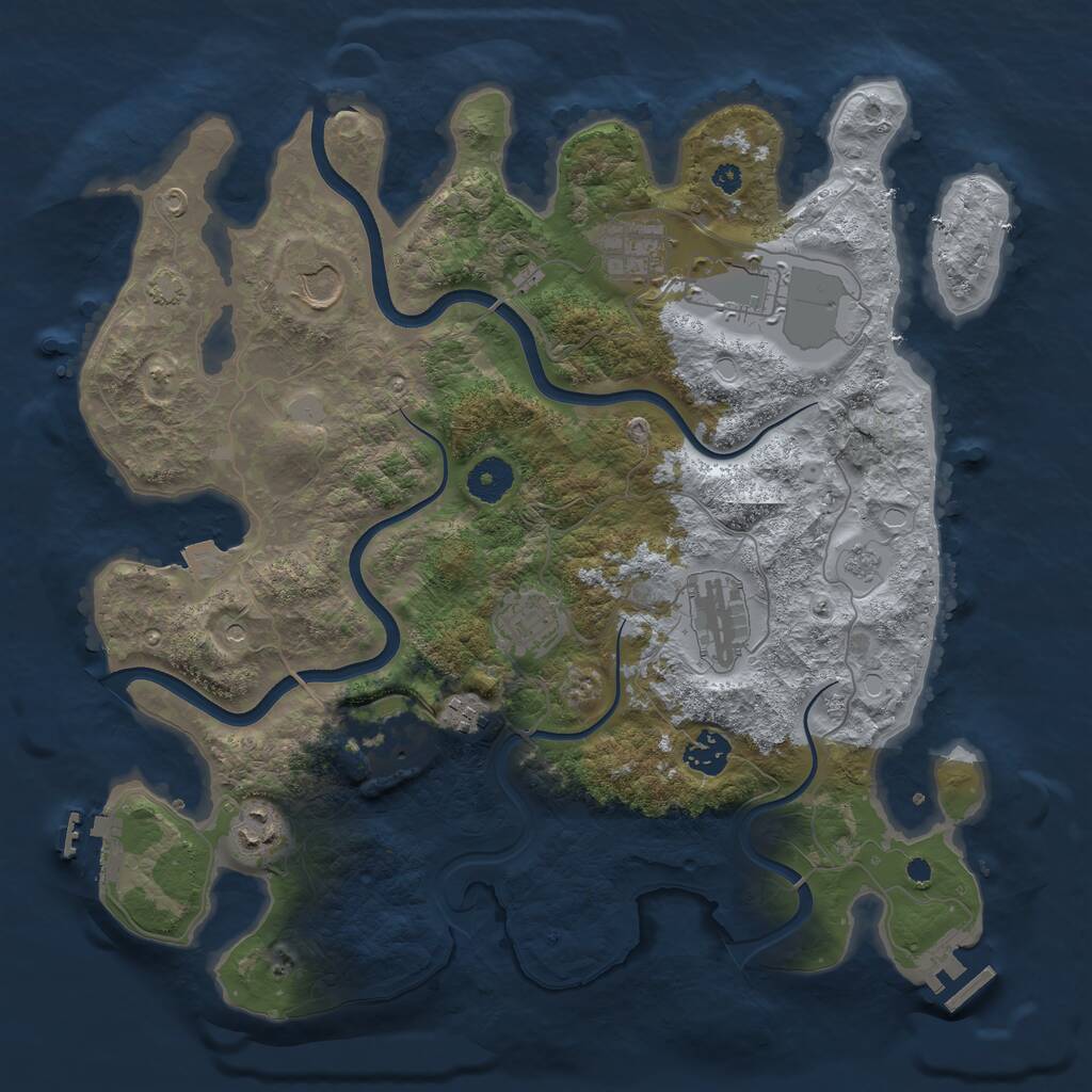 Rust Map: Procedural Map, Size: 3700, Seed: 878832004, 15 Monuments