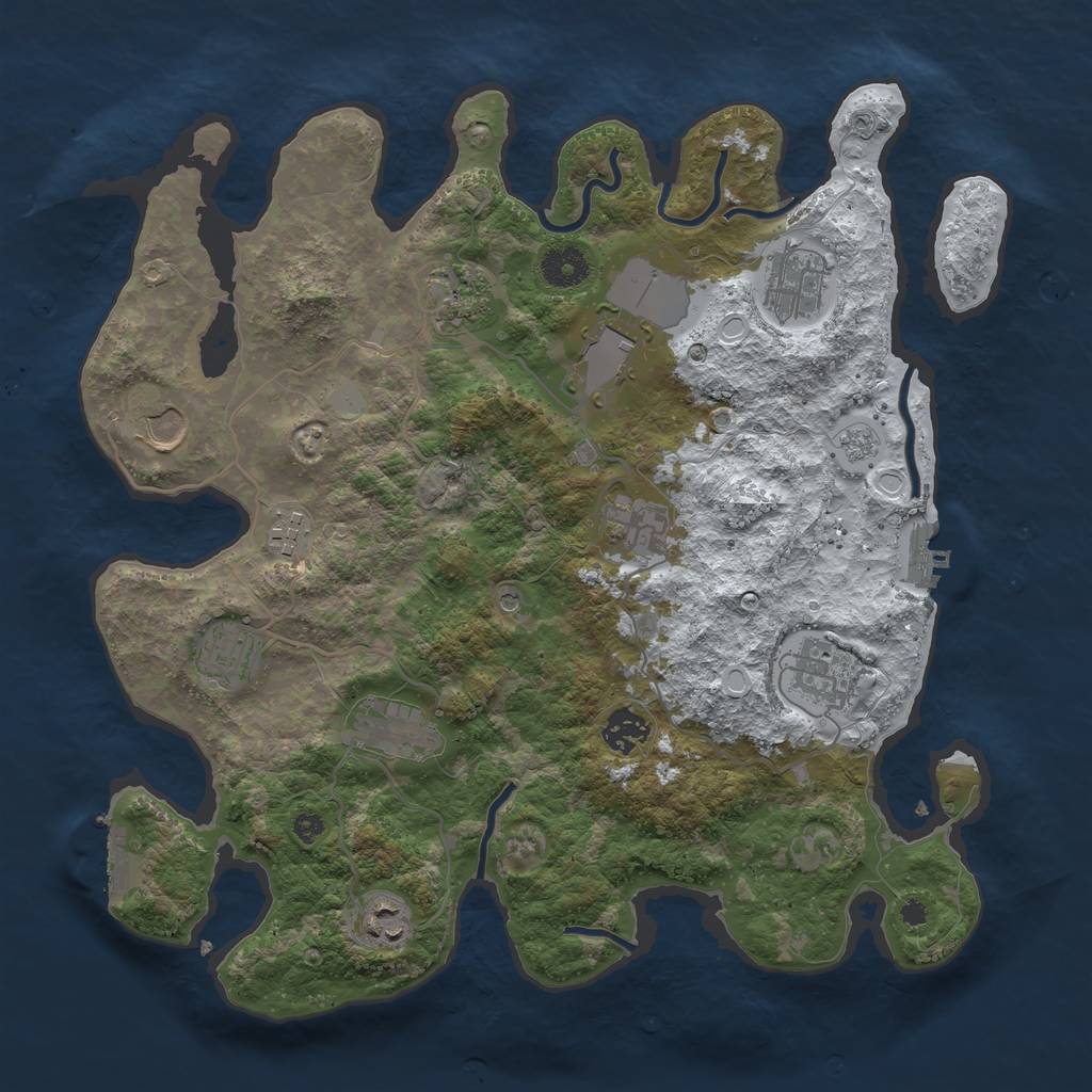 Rust Map: Procedural Map, Size: 3700, Seed: 878832004, 20 Monuments