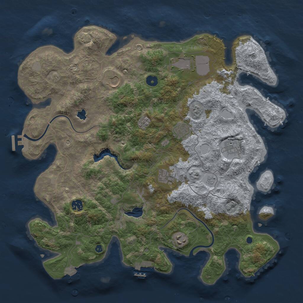 Rust Map: Procedural Map, Size: 4000, Seed: 673371518, 14 Monuments