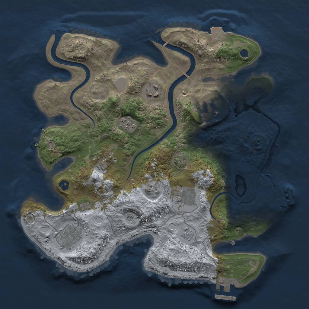 Rust Map: Procedural Map, Size: 3000, Seed: 1501828956, 12 Monuments