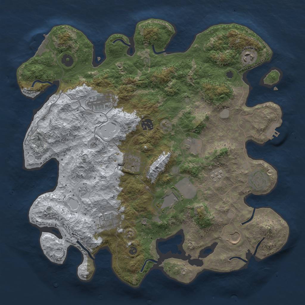 Rust Map: Procedural Map, Size: 3800, Seed: 1968867870, 19 Monuments