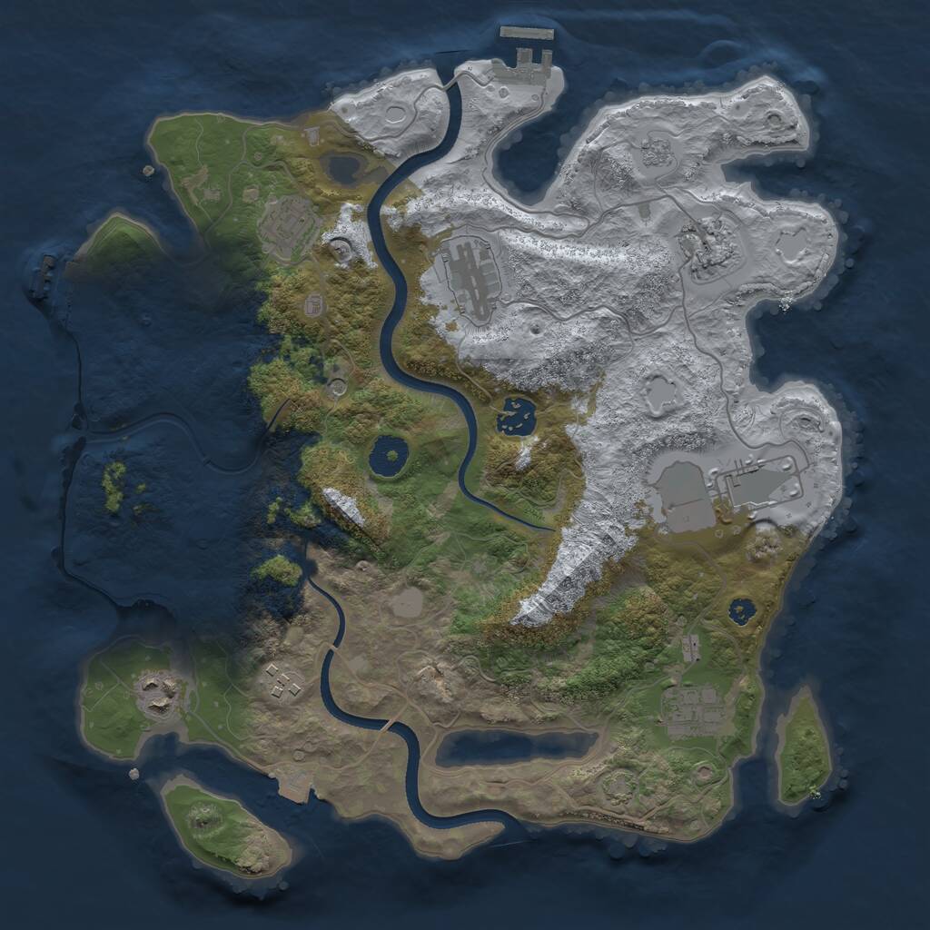 Rust Map: Procedural Map, Size: 3500, Seed: 1828187880, 14 Monuments