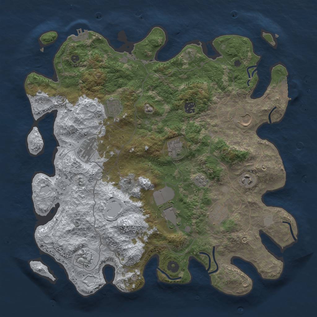 Rust Map: Procedural Map, Size: 4000, Seed: 718215, 19 Monuments