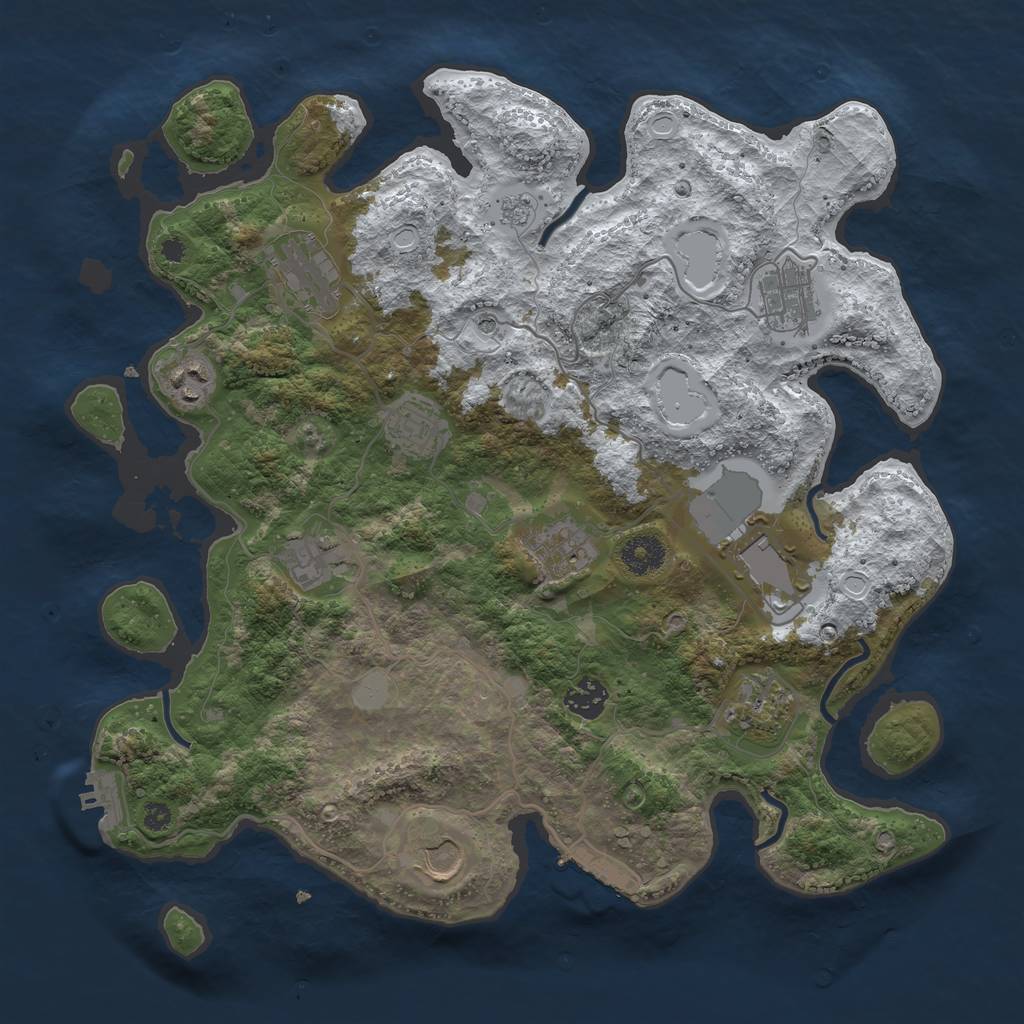 Rust Map: Procedural Map, Size: 3700, Seed: 397537281, 19 Monuments