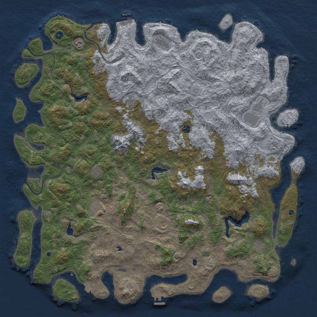 Rust Map: Procedural Map, Size: 6000, Seed: 8004821, 17 Monuments