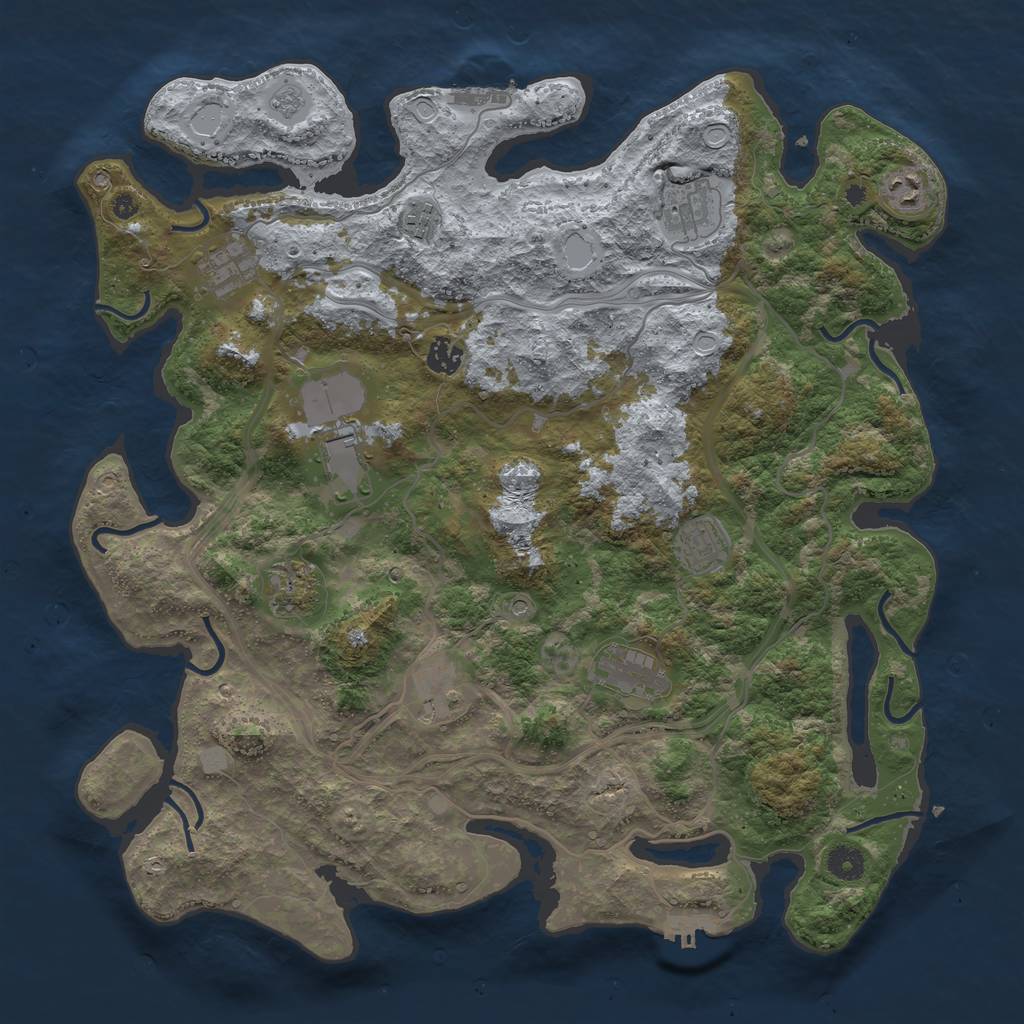 Rust Map: Procedural Map, Size: 4250, Seed: 1329156988, 19 Monuments