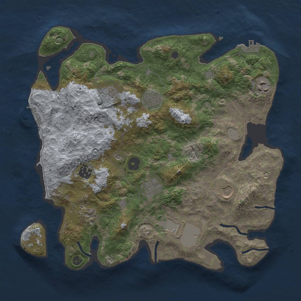 Rust Map: Procedural Map, Size: 3500, Seed: 1216032293, 17 Monuments