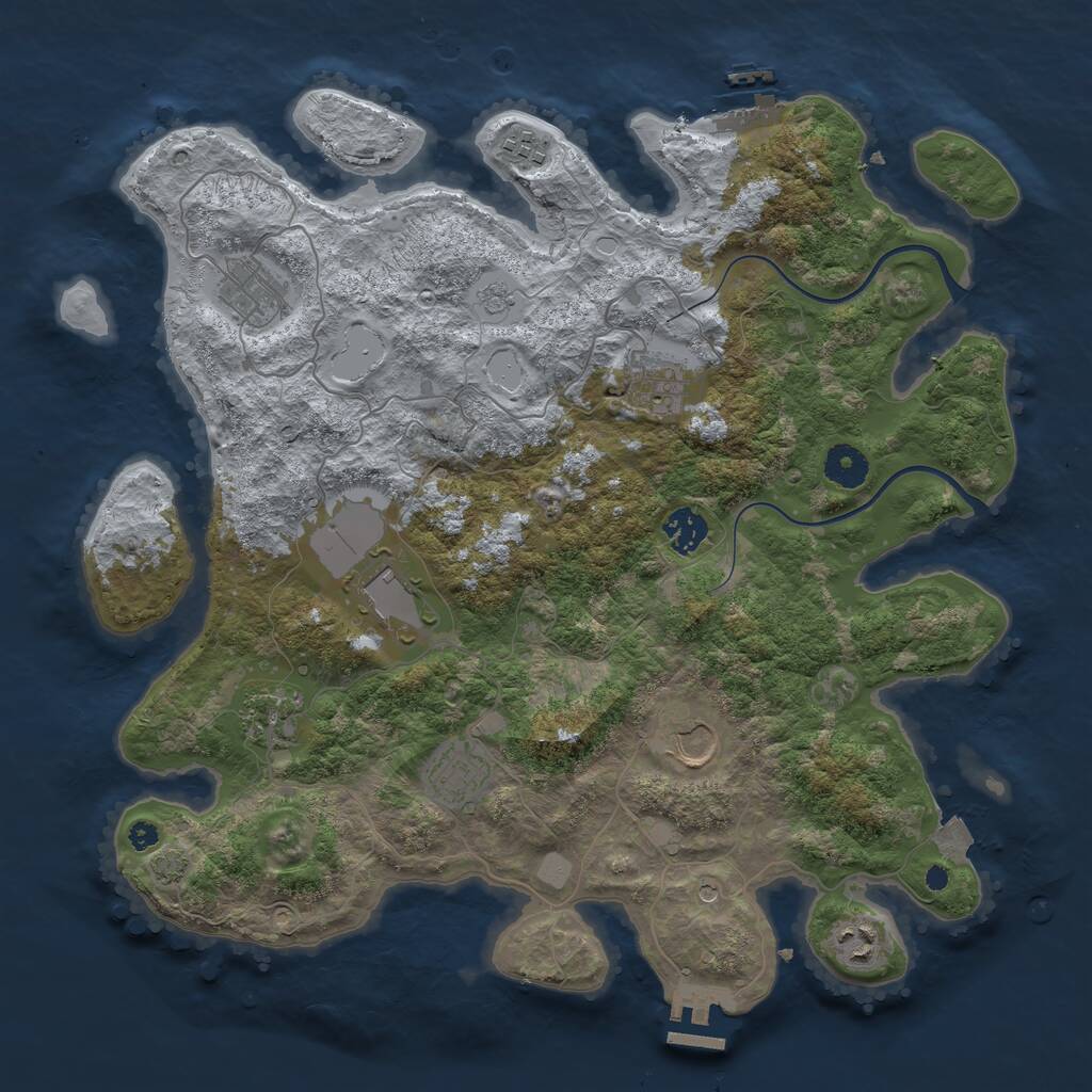 Rust Map: Procedural Map, Size: 3800, Seed: 968607362, 15 Monuments