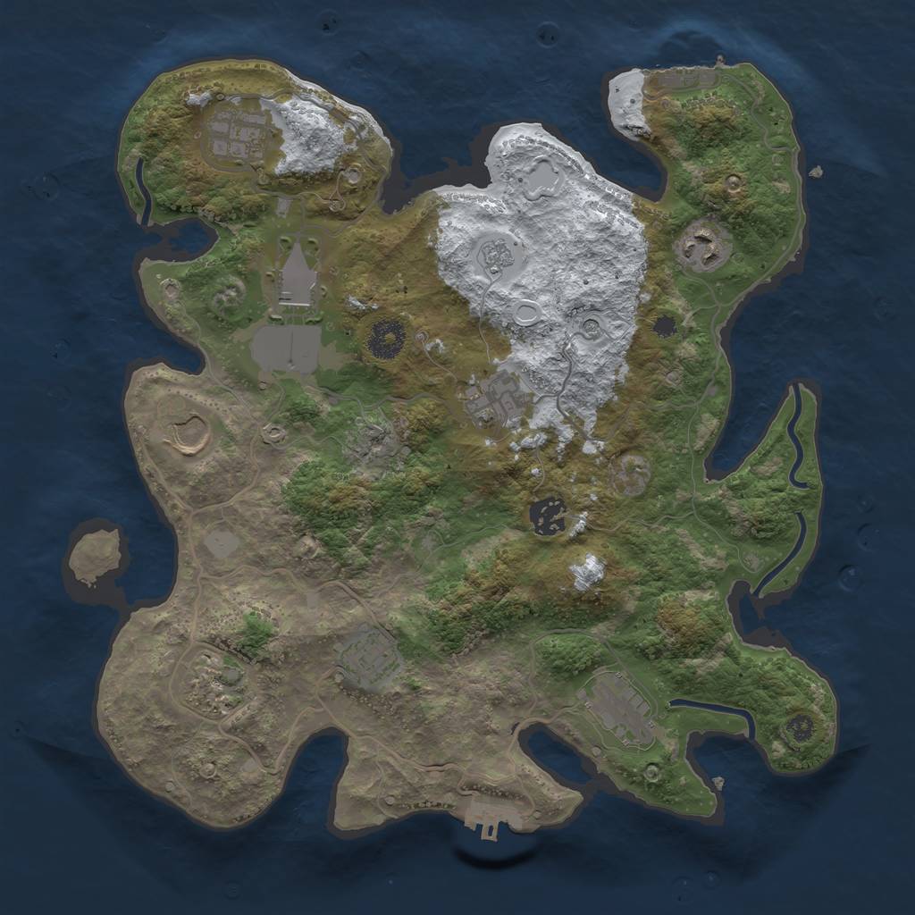 Rust Map: Procedural Map, Size: 3500, Seed: 56557098, 18 Monuments