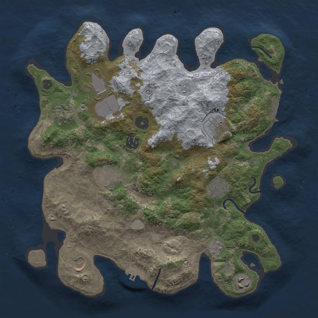 Rust Map: Procedural Map, Size: 3500, Seed: 1276142377, 16 Monuments