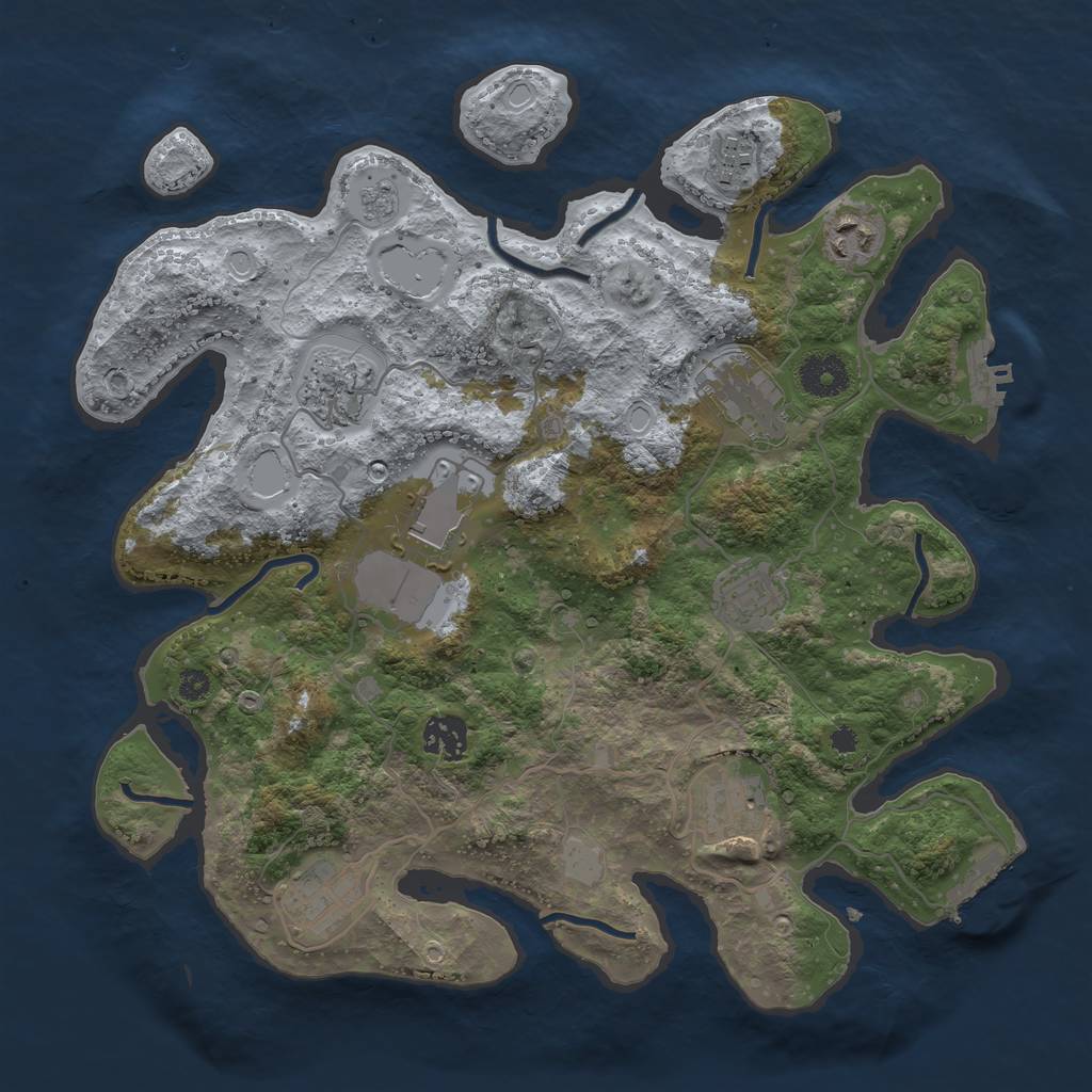 Rust Map: Procedural Map, Size: 3500, Seed: 839545670, 17 Monuments