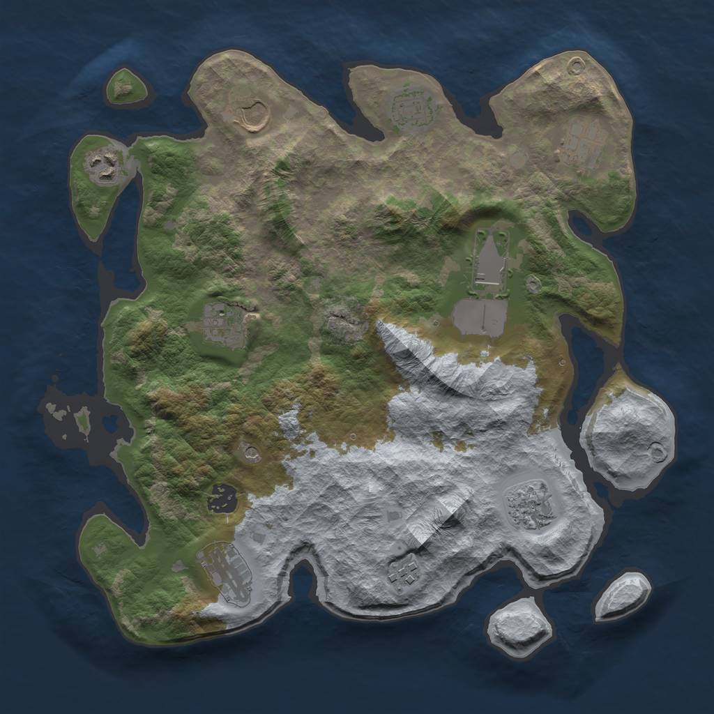 Rust Map: Barren, Size: 3500, Seed: 710592153, 13 Monuments