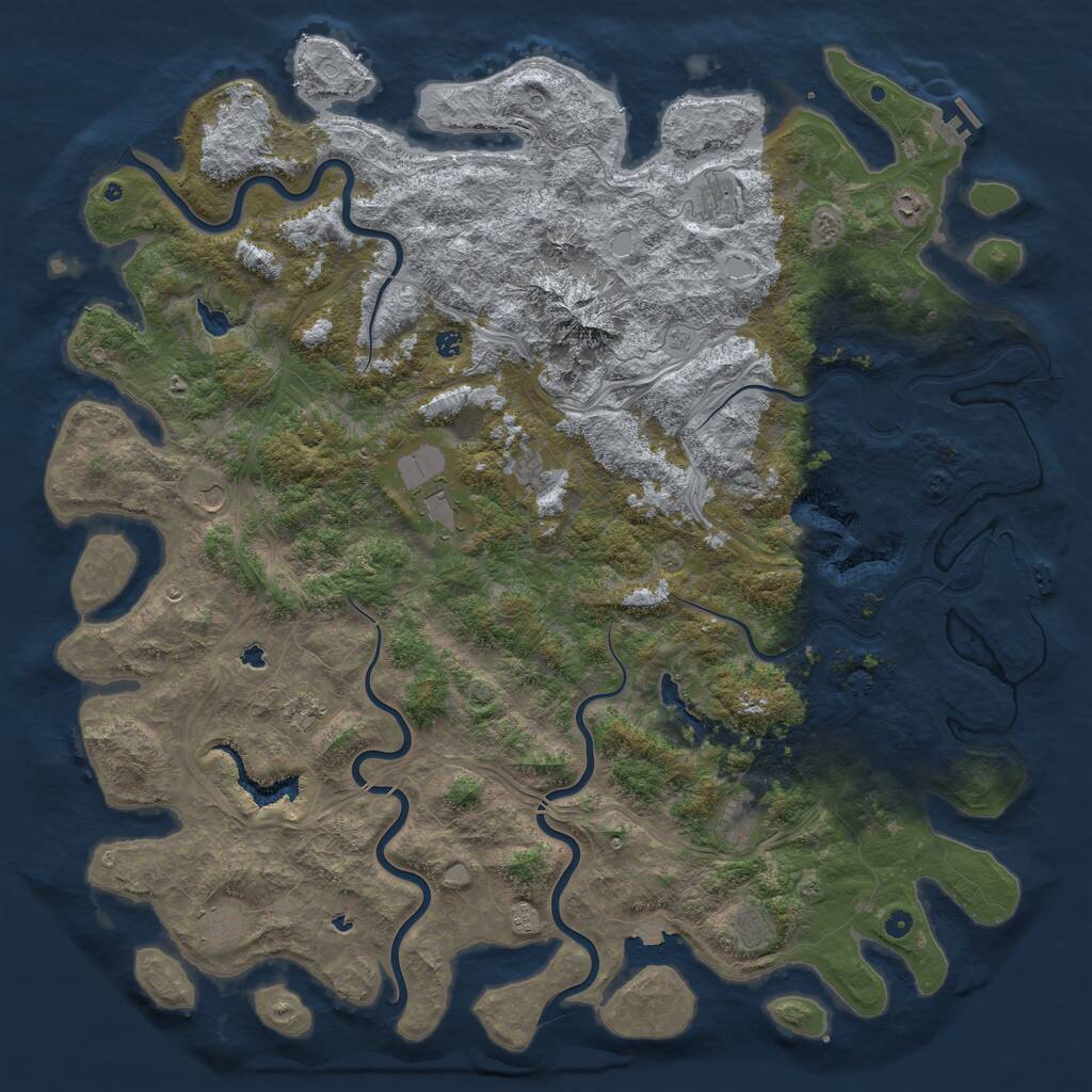 Rust Map: Procedural Map, Size: 6000, Seed: 845874, 17 Monuments