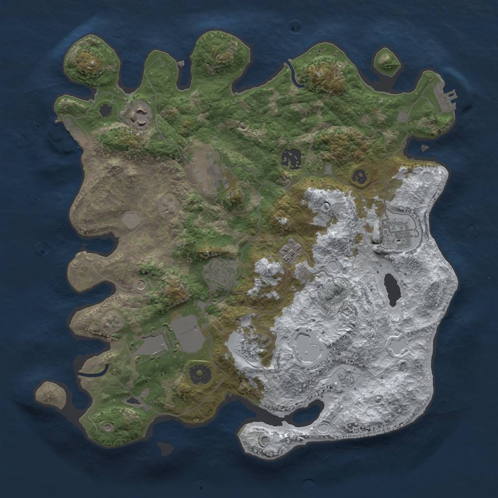 Rust Map: Procedural Map, Size: 3500, Seed: 350562065, 17 Monuments