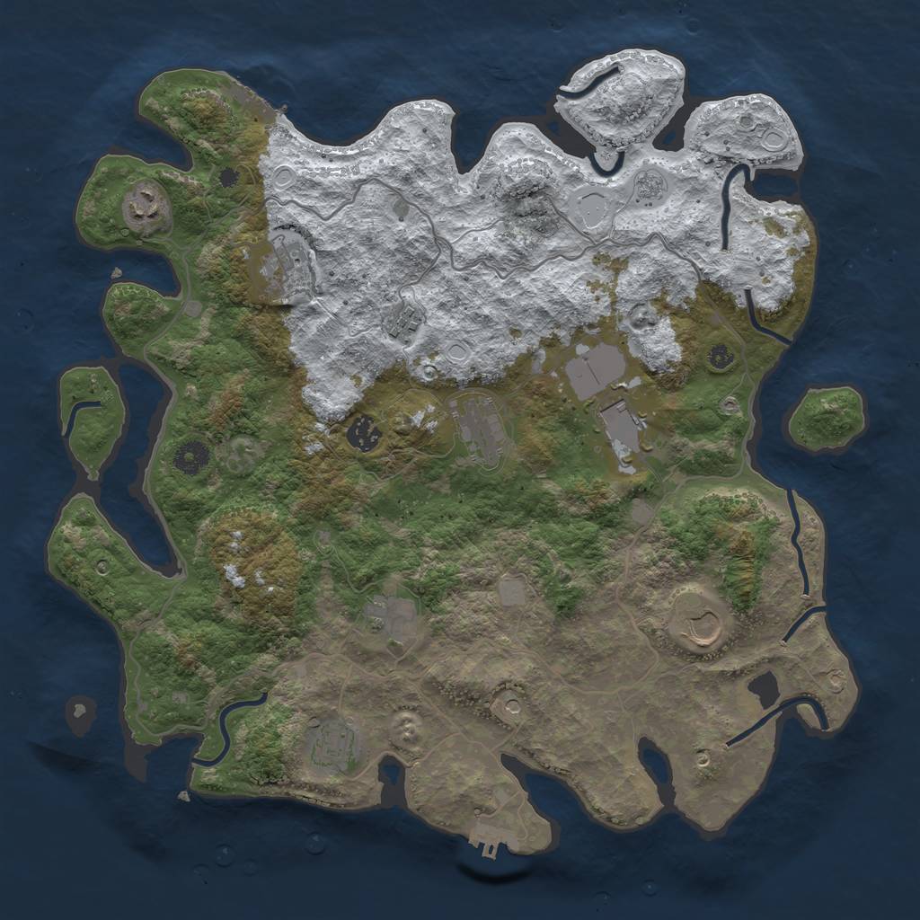 Rust Map: Procedural Map, Size: 4000, Seed: 336344756, 18 Monuments