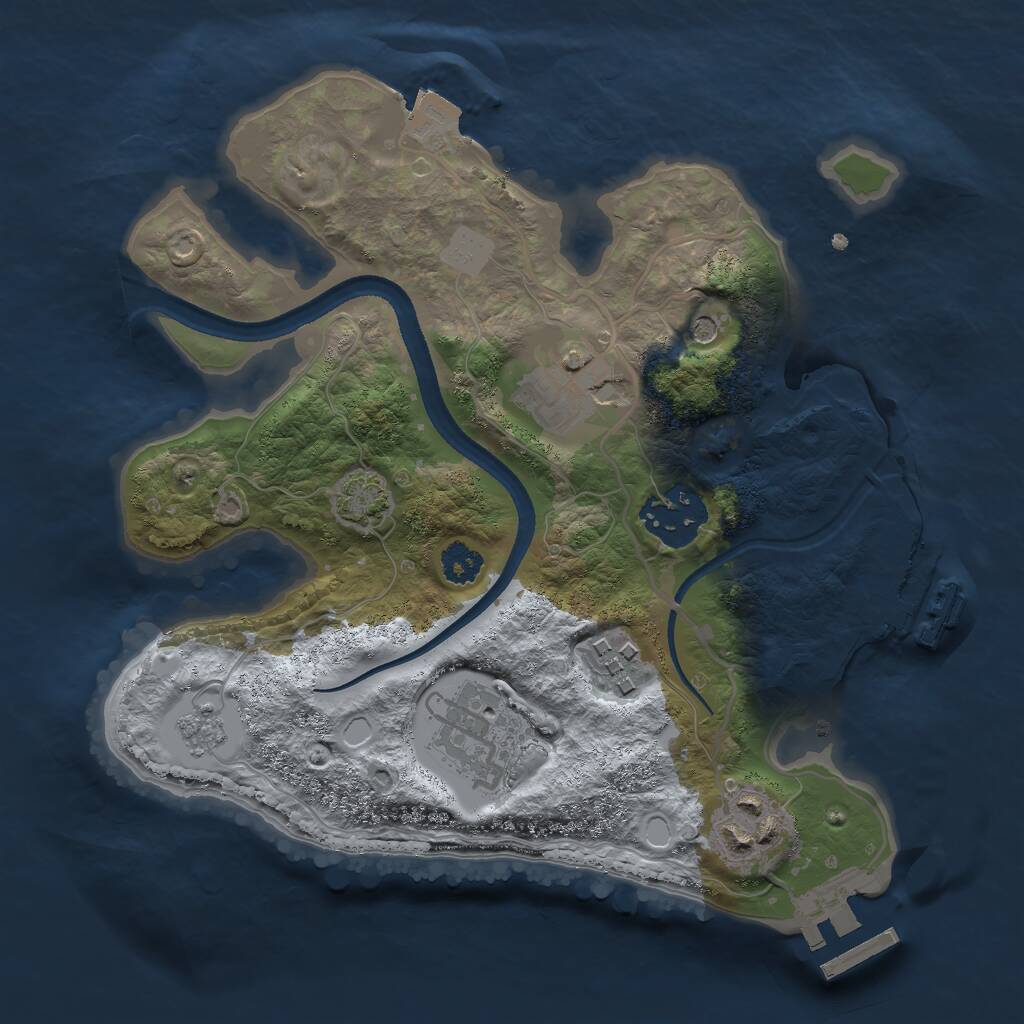 Rust Map: Procedural Map, Size: 2500, Seed: 913440222, 11 Monuments