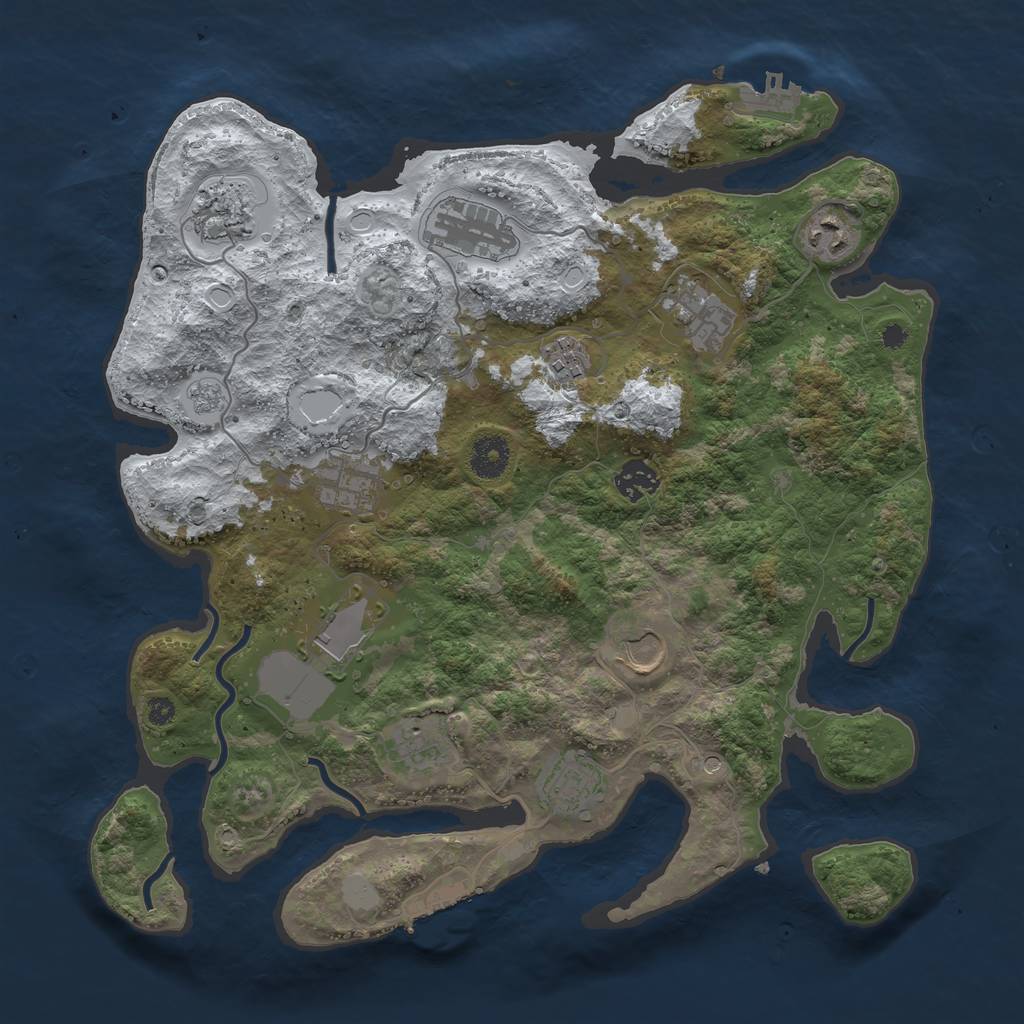 Rust Map: Procedural Map, Size: 3700, Seed: 293448999, 20 Monuments