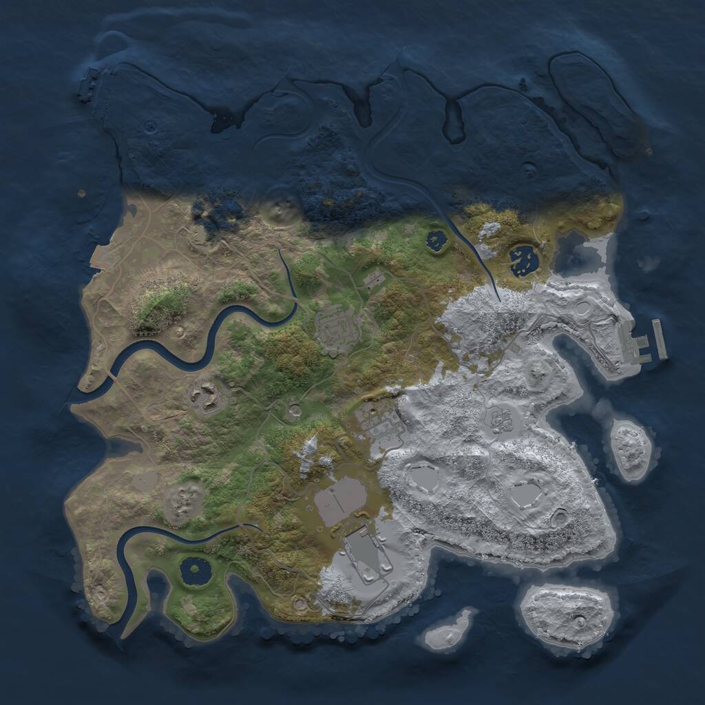 Rust Map: Procedural Map, Size: 3500, Seed: 738176111, 11 Monuments