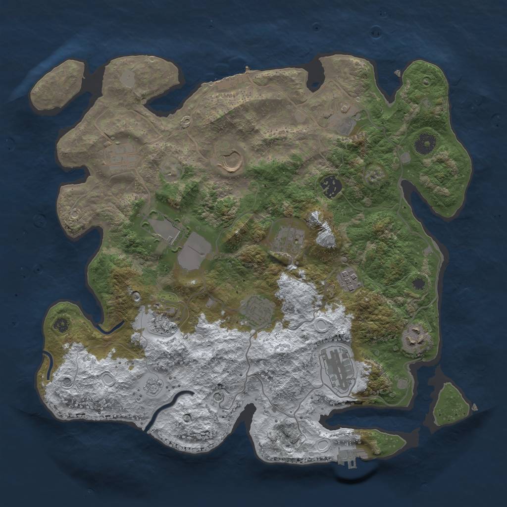 Rust Map: Procedural Map, Size: 3650, Seed: 1960301781, 20 Monuments