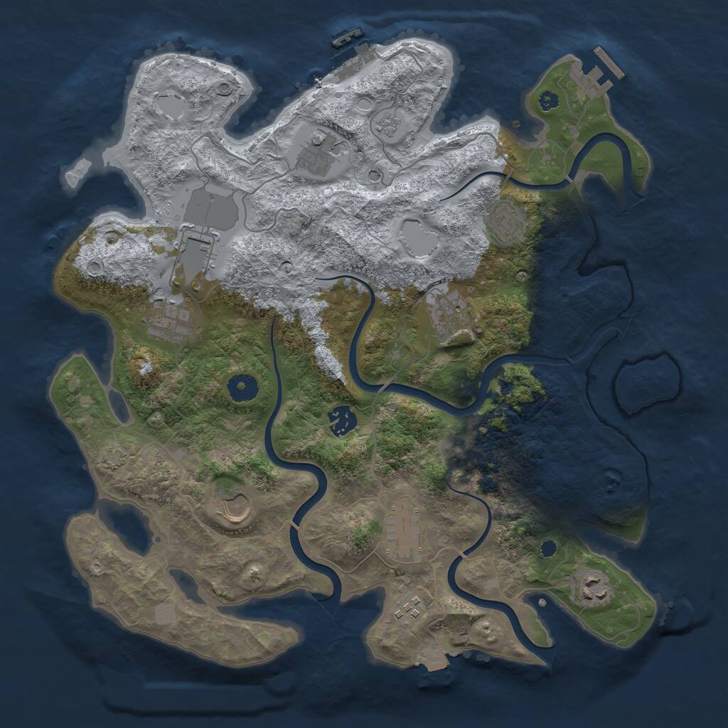 Rust Map: Procedural Map, Size: 3750, Seed: 185777504, 16 Monuments
