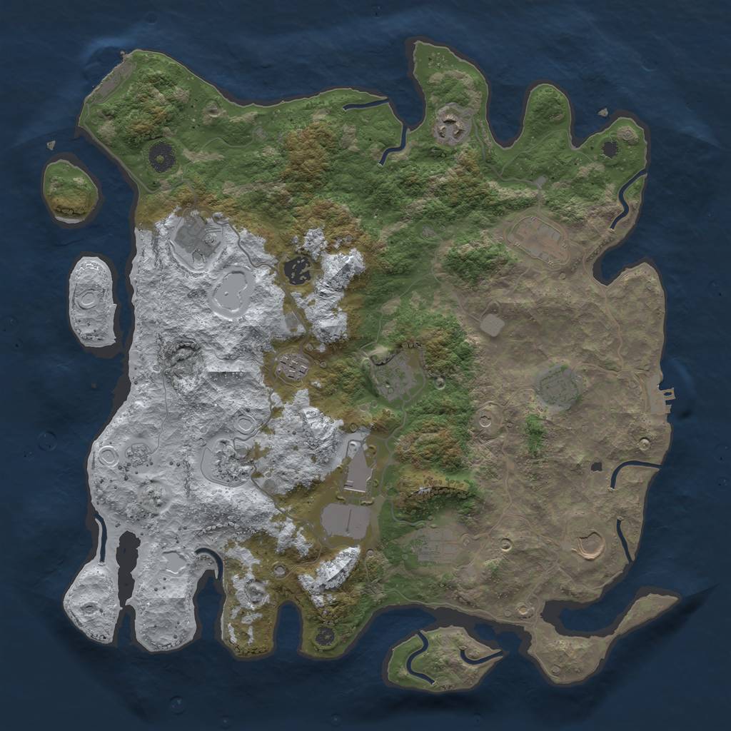 Rust Map: Procedural Map, Size: 3950, Seed: 1979748836, 20 Monuments
