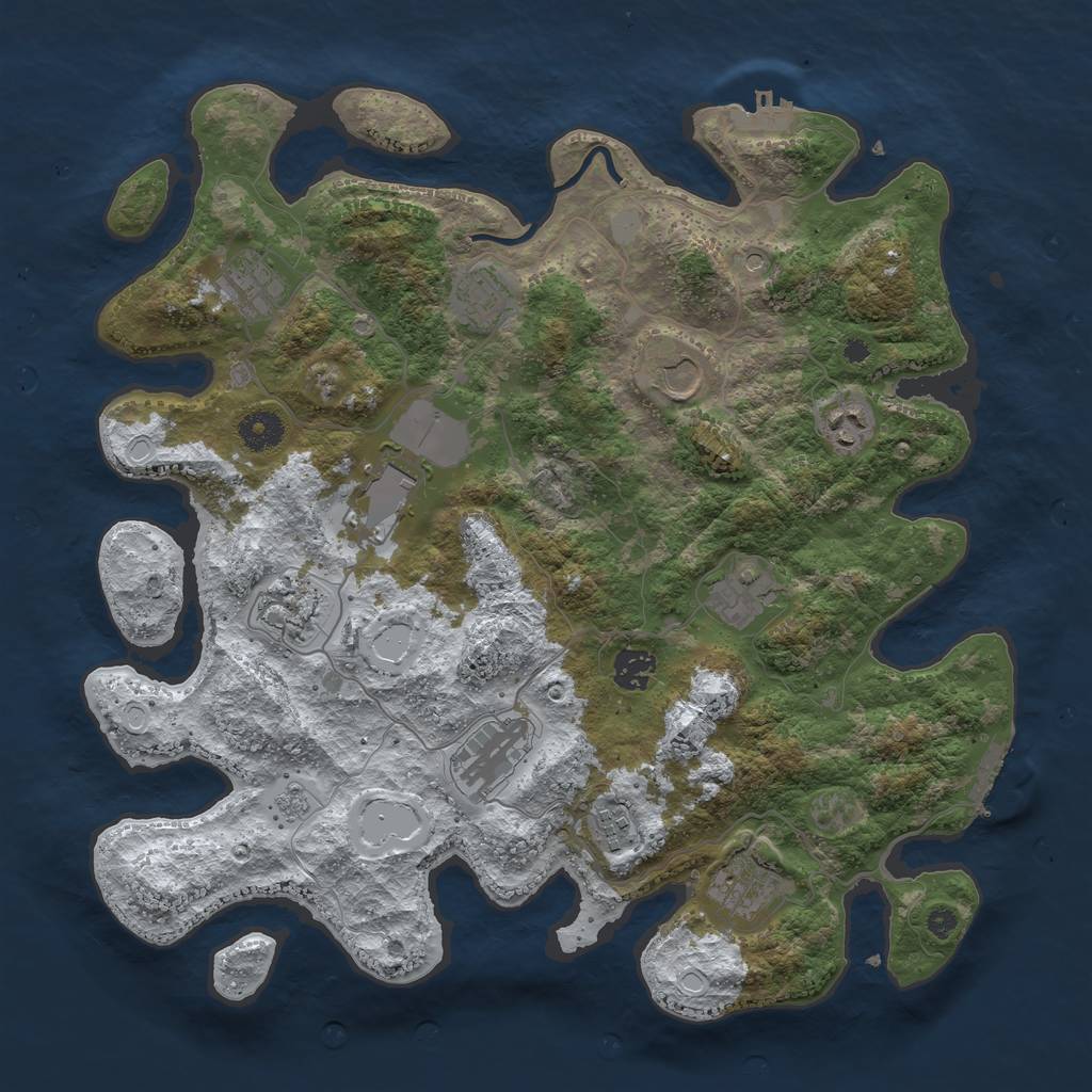 Rust Map: Procedural Map, Size: 3850, Seed: 1086608171, 20 Monuments