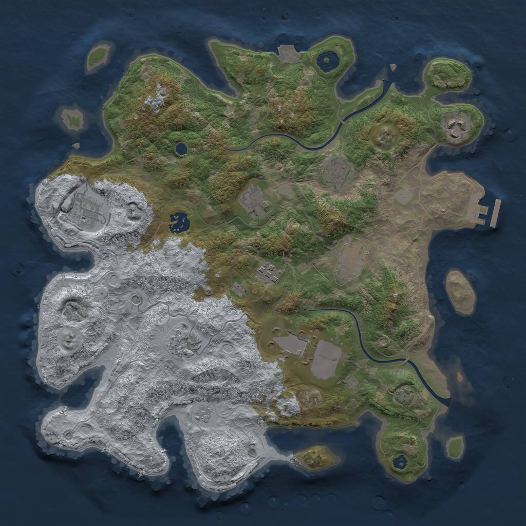 Rust Map: Procedural Map, Size: 3700, Seed: 4124444, 14 Monuments