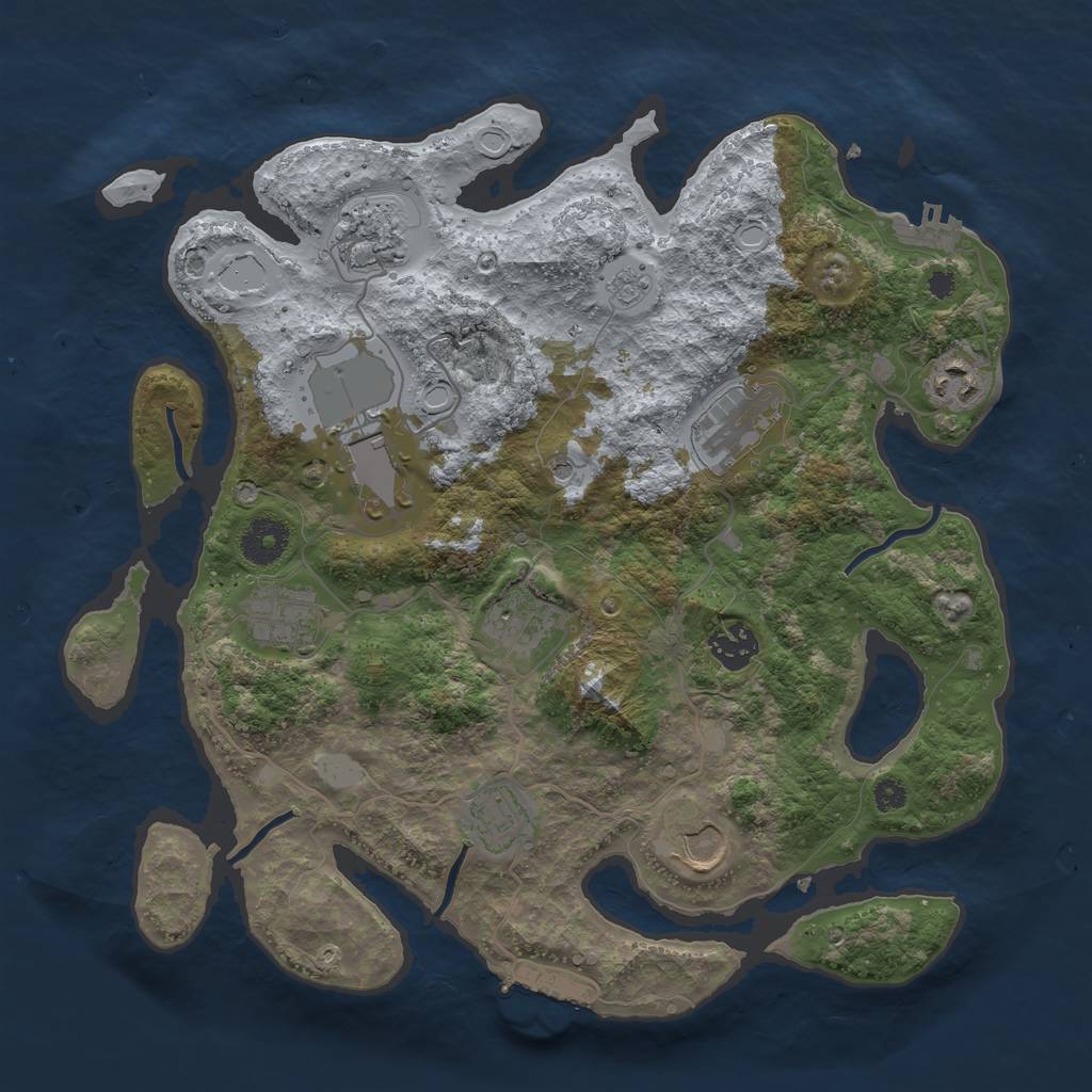 Rust Map: Procedural Map, Size: 3500, Seed: 282483029, 18 Monuments