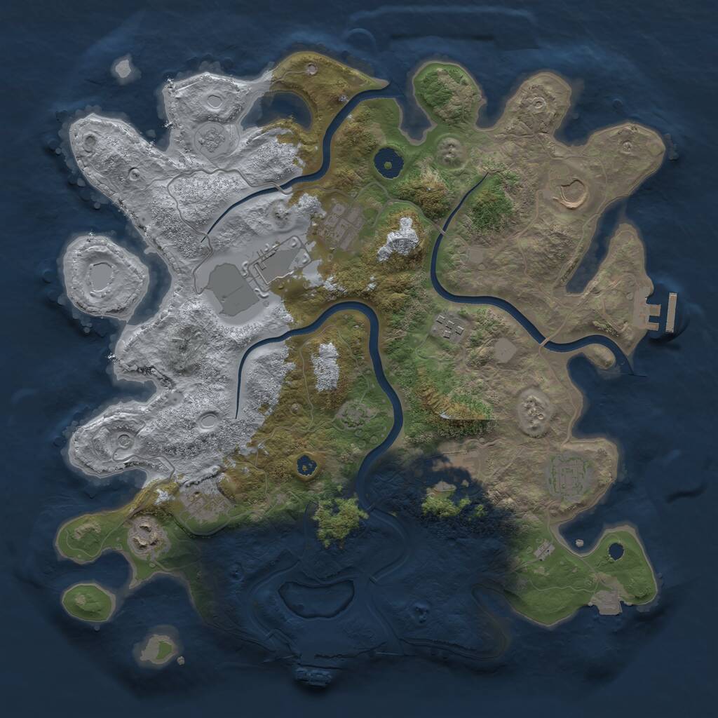 Rust Map: Procedural Map, Size: 3700, Seed: 2020914033, 14 Monuments
