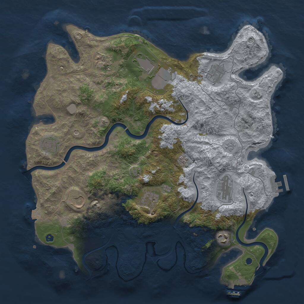 Rust Map: Procedural Map, Size: 3800, Seed: 1266302394, 15 Monuments
